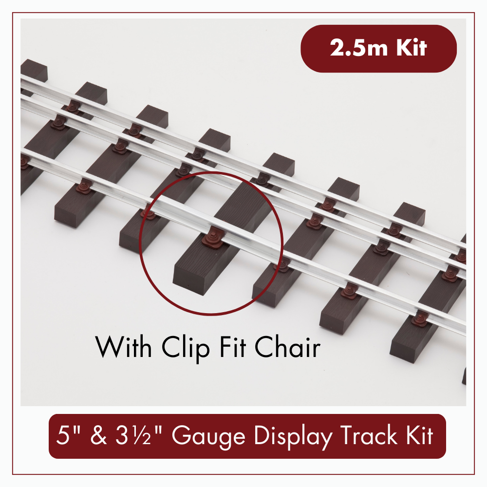 2.5m (8ft) - 5&quot; &amp; 3½&quot; Gauge Display Track Kit with 16mm ( 5/8&quot; x 5/8&quot;)  Aluminium Rail, 2.5M-5&quot; &amp; 3½&quot; Gauge Display Track Kit with 16mm ( 5/8&quot; x 5/8&quot;)  Aluminium Rail: 5&quot; &amp; 3½&quot; GAUGE – CLIP FIT – DISPLAY TRACK KIT - 2.5M