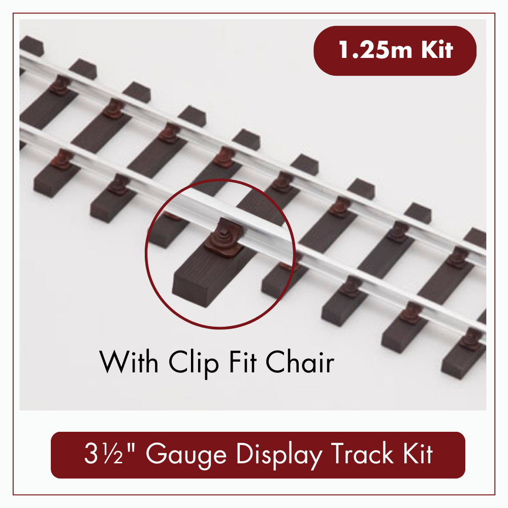 1.25m (4ft) - 3½&quot; Gauge Display Track Kit with 16mm ( 5/8&quot; x 5/8&quot;)  Aluminium Rail, 1.25m (4ft) - 3½&quot; Gauge Display Track Kit with 16mm ( 5/8&quot; x 5/8&quot;)  Aluminium Rail: 3½&quot; GAUGE – CLIP FIT – TRACK DISPLAY KIT - 1.25M