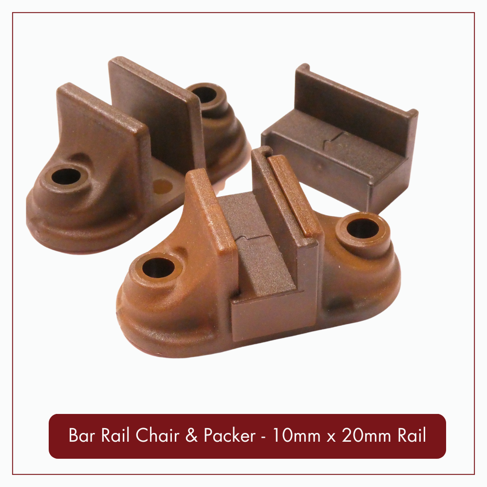 Bar Rail Chair (12mm x 30mm Rail), Bar Rail Chair (12mm x 30mm Rail): Bar Rail Chair (12mm x 30mm ) Packer for 5&quot; Gauge line in 10mm x 20mm Bar Rail