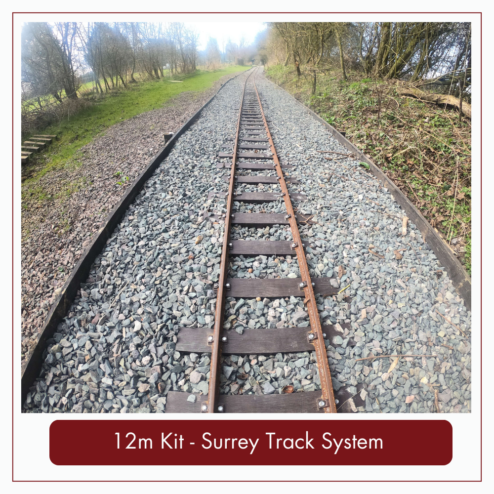 12m - 7¼&quot; &amp; 5&quot; Narrow Gauge Track Kit for 5.2lb/yd Steel Profile Rail (Surrey Track System)