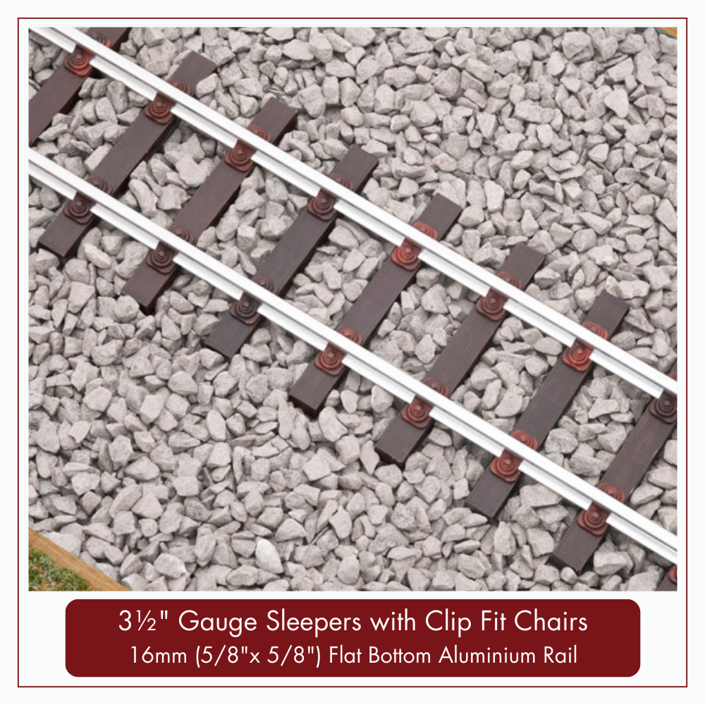 10m (32ft) - 3½&quot; Gauge Track Kit with 16mm ( 5/8&quot; x 5/8&quot;)  Aluminium Rail, 10m (32ft) - 3½&quot; Gauge Track Kit with 16mm ( 5/8&quot; x 5/8&quot;)  Aluminium Rail: 10m (32ft) - 3½&quot; GAUGE – CLIP FIT – TRACK KIT