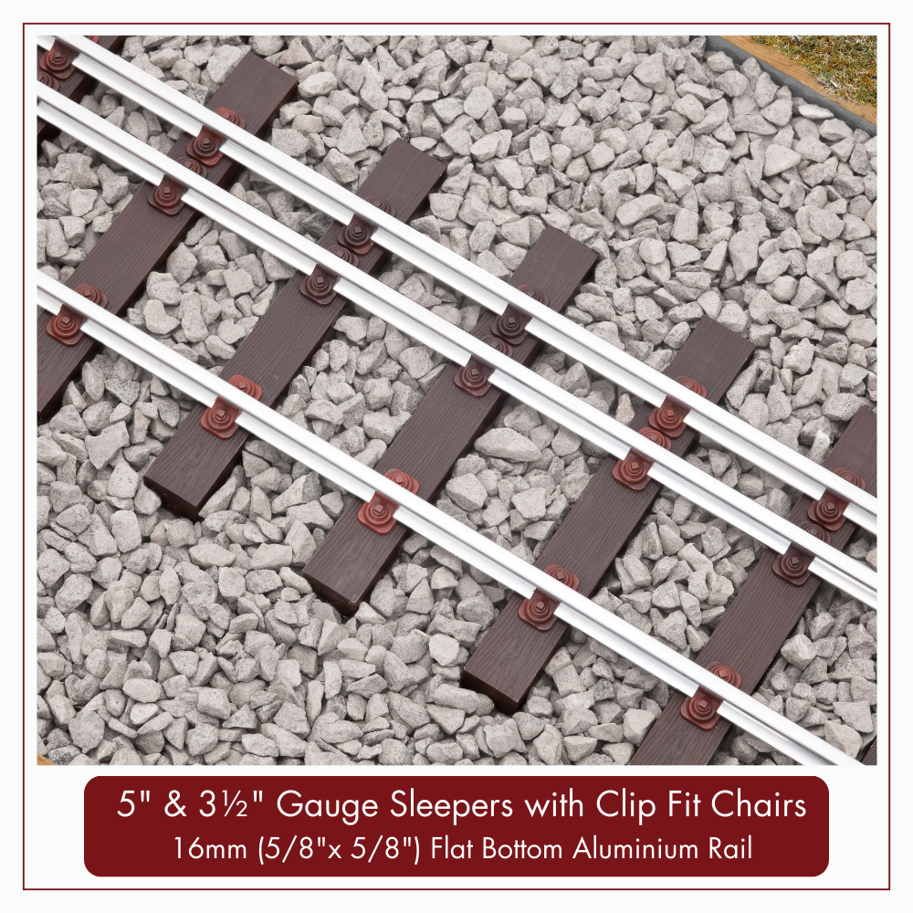 10m (32ft) - 5&quot; &amp; 3½&quot; Gauge Track Kit with 16mm ( 5/8&quot; x 5/8&quot;)  Aluminium Rail, 10m (32ft) - 5&quot; &amp; 3½&quot; Gauge Track Kit with 16mm ( 5/8&quot; x 5/8&quot;)  Aluminium Rail: 10m (32ft) - 5&quot; &amp; 3½&quot; GAUGE – CLIP FIT – TRACK KIT