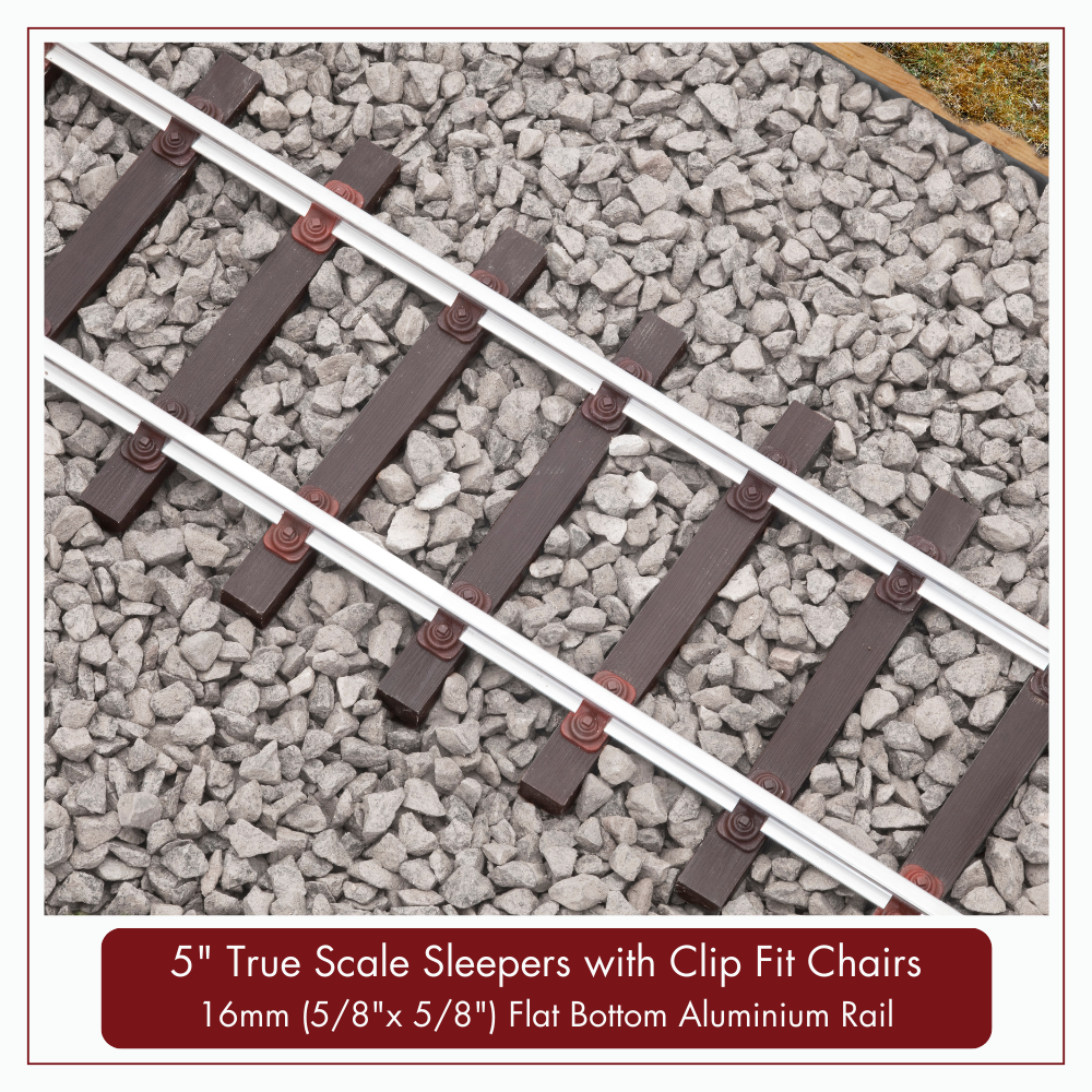 10m (32ft) - 5&quot; Gauge True Scale Track Kit with 16mm ( 5/8&quot; x 5/8&quot;)  Aluminium Rail, 10m (32ft) - 5&quot; Gauge True Scale Track Kit with 16mm ( 5/8&quot; x 5/8&quot;)  Aluminium Rail: 10m (32ft) - 5&quot; TRUE SCALE – CLIP FIT – TRACK KIT