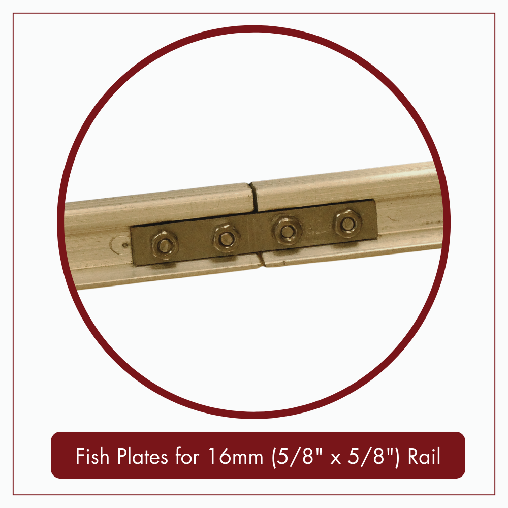 Fish Plates for 16mm (5/8&quot; x 5/8&quot;) - Flat Bottom Aluminium Rail