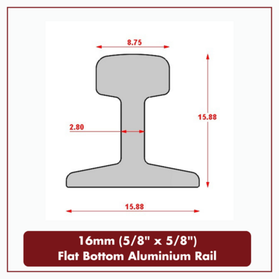 Points with 16mm (5/8&quot; x 5/8&quot;) Flat Bottom Aluminium Rail