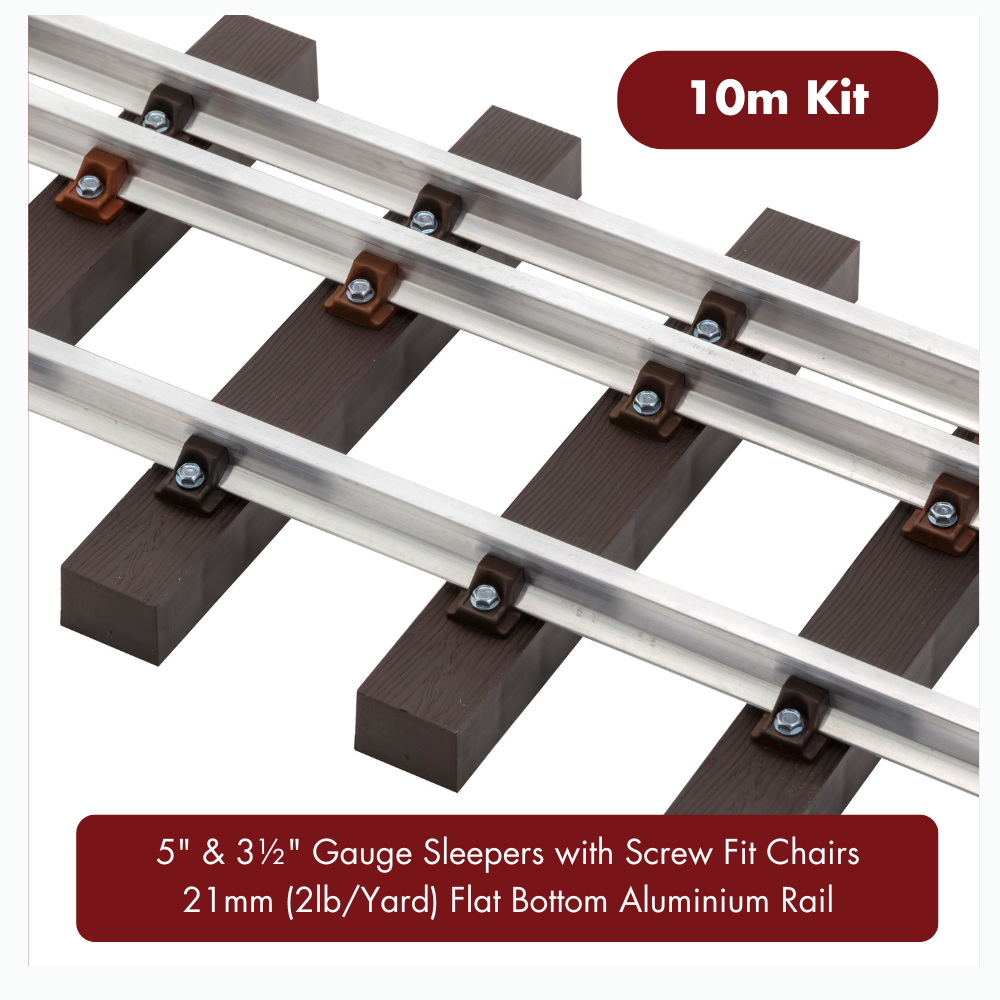 10m (32ft) - 5&quot; &amp; 3½&quot; Gauge Track Kit with 21mm (2lb/yard) Aluminium Rail