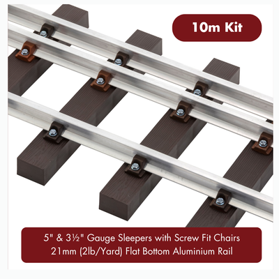 10m (32ft) - 5&quot; &amp; 3½&quot; Gauge Track Kit with 21mm (2lb/yard) Aluminium Rail