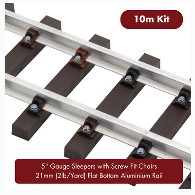 10m  (32ft) - 5&quot; Gauge Track Kit with 21mm (2lb/yard) Aluminium Rail