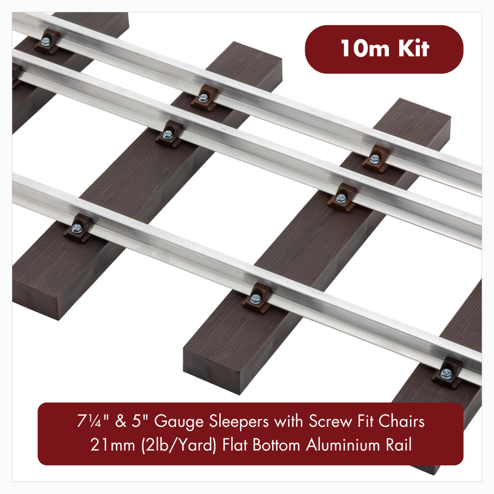 10m (32ft) - 7¼&quot; &amp; 5&quot; Gauge Track Kit with 21mm (2lb/yard) Aluminium Rail