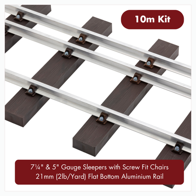 10m (32ft) - 7¼&quot; &amp; 5&quot; Gauge Track Kit with 21mm (2lb/yard) Aluminium Rail