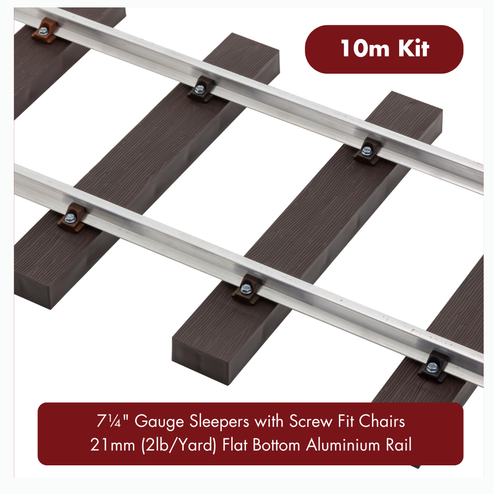 10m (32ft) - 7¼&quot; Gauge Track Kit with 21mm (2lb/yard) Aluminium Rail