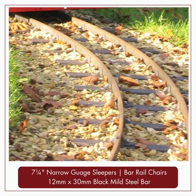 12m - 7¼" Narrow Gauge Track Kit for Black Mild Steel Bar as Rail