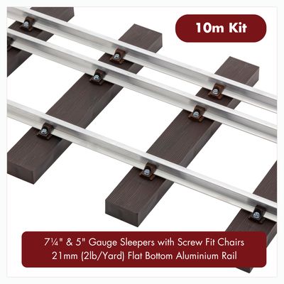 10m (32ft) - 7¼" &amp; 5" Gauge Track Kit with 21mm (2lb/yard) Aluminium Rail