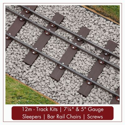 12m - 7¼ &amp; 5" Gauge Track for 10mm x 20mm Black Mild Steel Bar