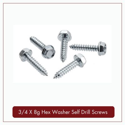 3/4 x 8g Hex Washer Self Tapping Screws  - Pack of 100