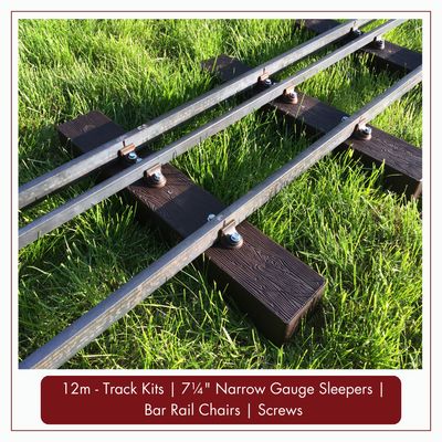 12m - 7¼" &amp; 5" Narrow Gauge Track Kit for Black Mild Steel Bar as Rail