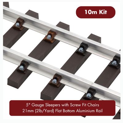 10m  (32ft) - 5" Gauge Track Kit with 21mm (2lb/yard) Aluminium Rail