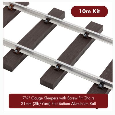 10m (32ft) - 7¼" Gauge Track Kit with 21mm (2lb/yard) Aluminium Rail