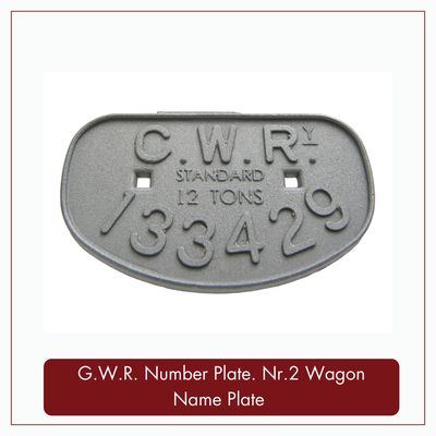 G.W.R. Number Plate. Nr.2 Wagon