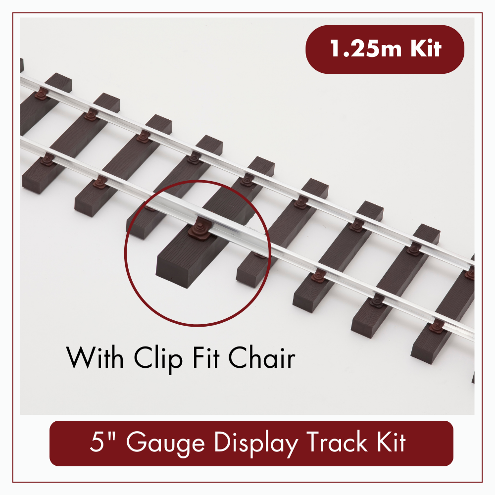 1.25m (4ft) - 5" Gauge Display Track Kit with 16mm ( 5/8" x 5/8")  Aluminium Rail, 5" GAUGE – DISPLAY TRACK KIT - 1.25M: 5" GAUGE – CLIP FIT – DISPLAY TRACK KIT - 1.25M