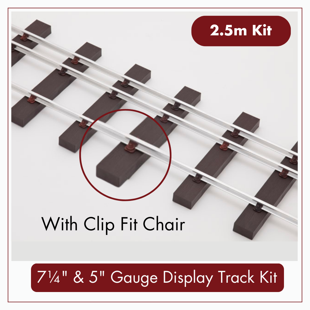 2.5m (8ft) - 7¼" &amp; 5" Gauge Display Track Kit with 16mm ( 5/8" x 5/8")  Aluminium Rail, 2.5M- 7¼" &amp; 5" Gauge Display Track Kit with 16mm ( 5/8" x 5/8")  Aluminium Rail: 7¼" &amp; 5" GAUGE – CLIP FIT – DISPLAY TRACK KIT