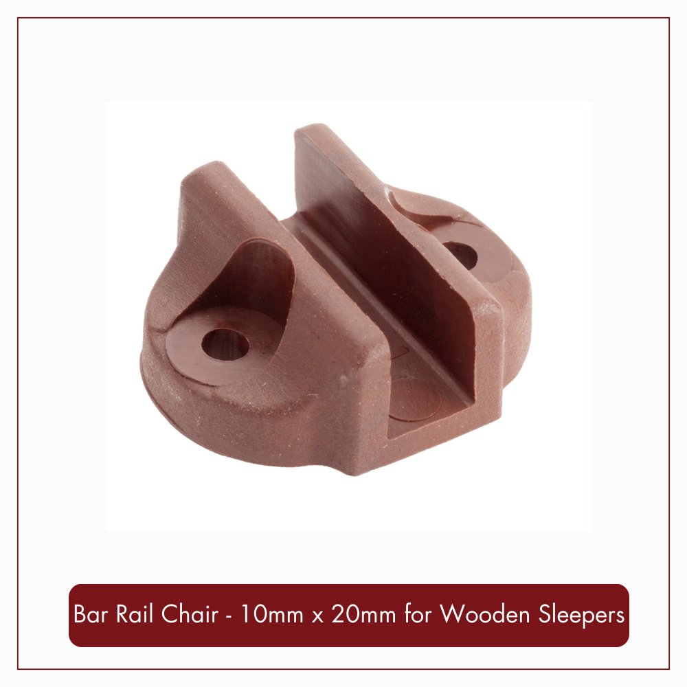 Bar Rail Chair - for 10mm x 20mm Bar Rail, Bar Rail Chair: Bar Rail Chair - 10mm to 20mm Rail - For Wooden Sleepers