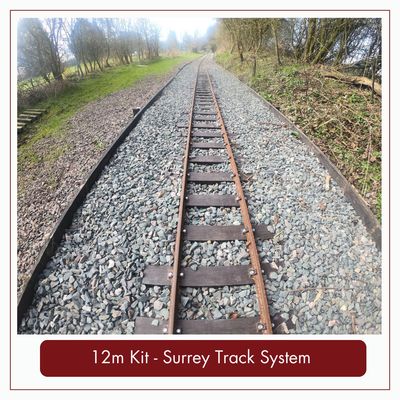 12m - 7¼" & 5" Narrow Gauge Track Kit for 5.2lb/yd Steel Profile Rail (Surrey Track System) 12m - 7¼" & 5" Narrow Gauge Track Kit for 5.2lb/yd Steel Profile Rail (Surrey Track System)