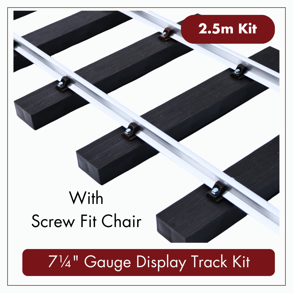 2.5m (8ft) - 7¼" Gauge Display Track Kit with 21mm (2lb/yard) Aluminium Rail