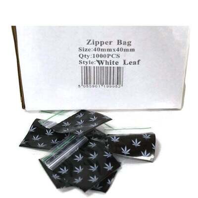 Zipper Branded 40mm x 40mm White Leaf Bags