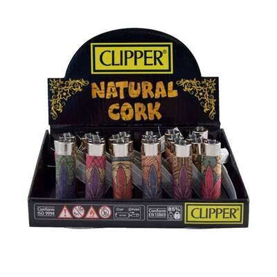 30 Clipper Large Pop Cover Natural Leaves Cork Lighters - FCL3T083H