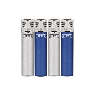 40 Clipper CK11RH Classic Electronic Refillable Metallic Blue & Silver Lighters - CK2C002UK