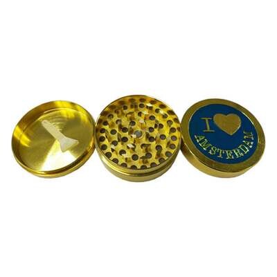3 Parts 50mm Amsterdam Metal Gold Grinder - SMK523DY