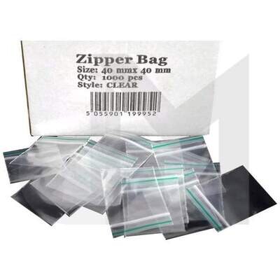 Zipper Branded 40mm x 40mm Clear Bags