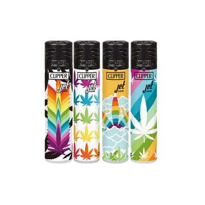 24 Clipper Electronic Refillable Printed Rainboweed Jet Flame Lighters - CKJ3B040UK