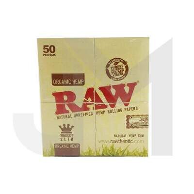 50 Raw Organic Hemp King Size Slim Rolling Papers