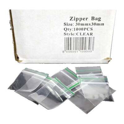 Zipper Branded 30mm x 30mm Clear Bags
