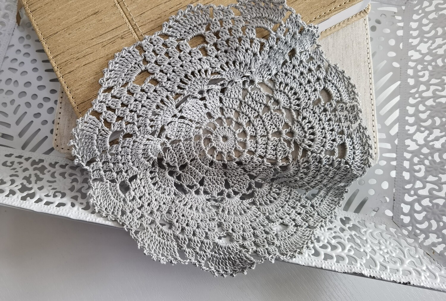 Silver Grey Crochet Doilies Crocheted Doily Home Decor