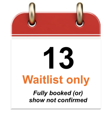 Aug 13 - Wed - Waitlist only
