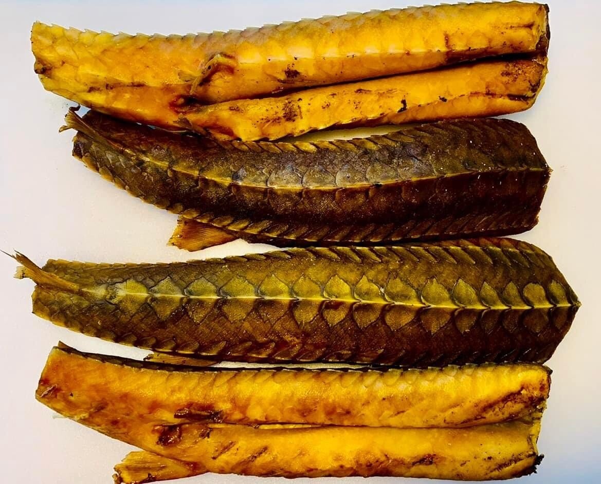 Smoked Wild Sturgeon • Chunks (Hot Smoke Process) (priced per lb / Market Price) • Осётр