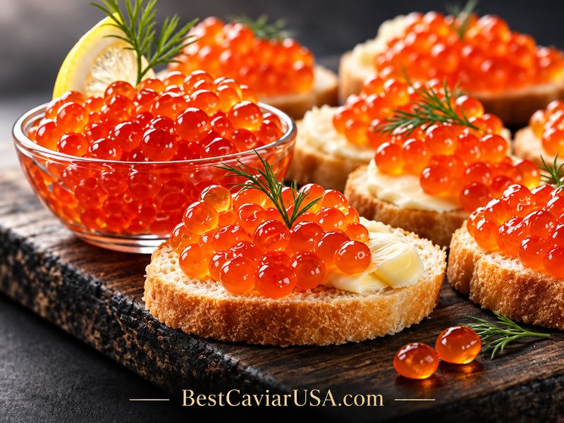 Red Caviar • KETA (Chum Salmon Roe) • (1000–Grams / 2.2-lb / 35.2-Oz)