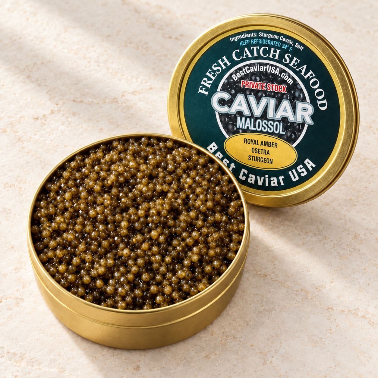 “Caspian Breeze Fusion” Royal Amber Caviar - Beluga Sturgeon  - Private Stock (125 Gram / 4.4oz)