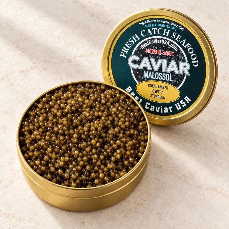 “Caspian Breeze Fusion” Royal Amber Caviar - Beluga Sturgeon  - Private Stock (125 Gram / 4.4oz)