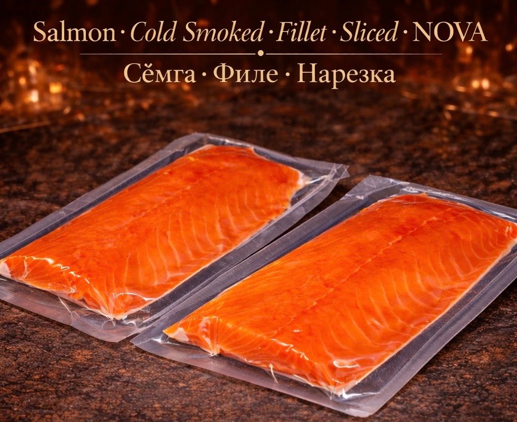 Cold Smoked Salmon - Fillet - Sliced • NOVA (Average Weight 0.8 - 1.0 • LB per pack) • SEMGA / СЁМГА - ФИЛЕ (Нарезка)
