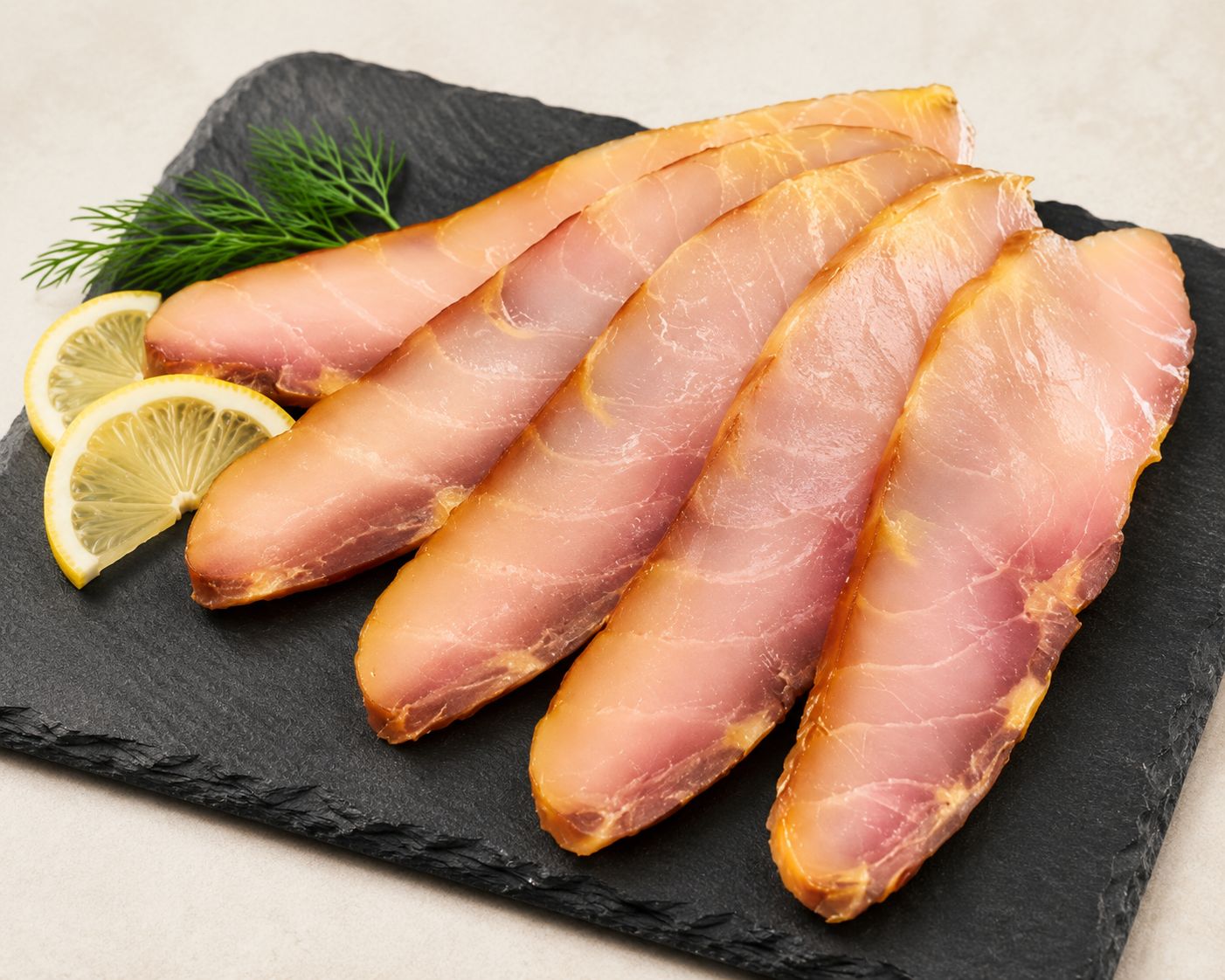 Cold Smoked BELUGA Sturgeon • Sliced • (Weight 8.8 OZ / 250 Grams per pack) • БАЛЫГ ОСЁТР - БЕЛУГА