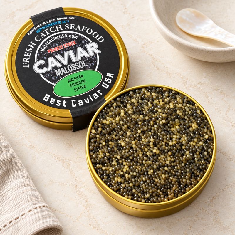 Black Caviar - Olive-Bronze - Wild Caught American Sturgeon - (250-Gram / 8.8oz) - (ОСЁТР)