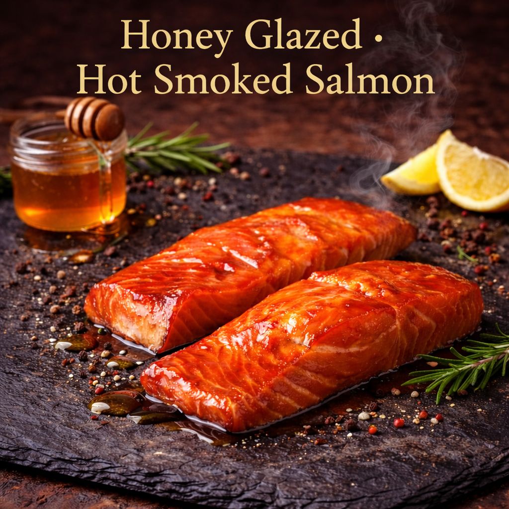 Honey Glazed Wild Alaskan Salmon • Fillets (Hot Smoke Process) (Average Weight Between 0.7-1.0 - LB) • (Лосось)