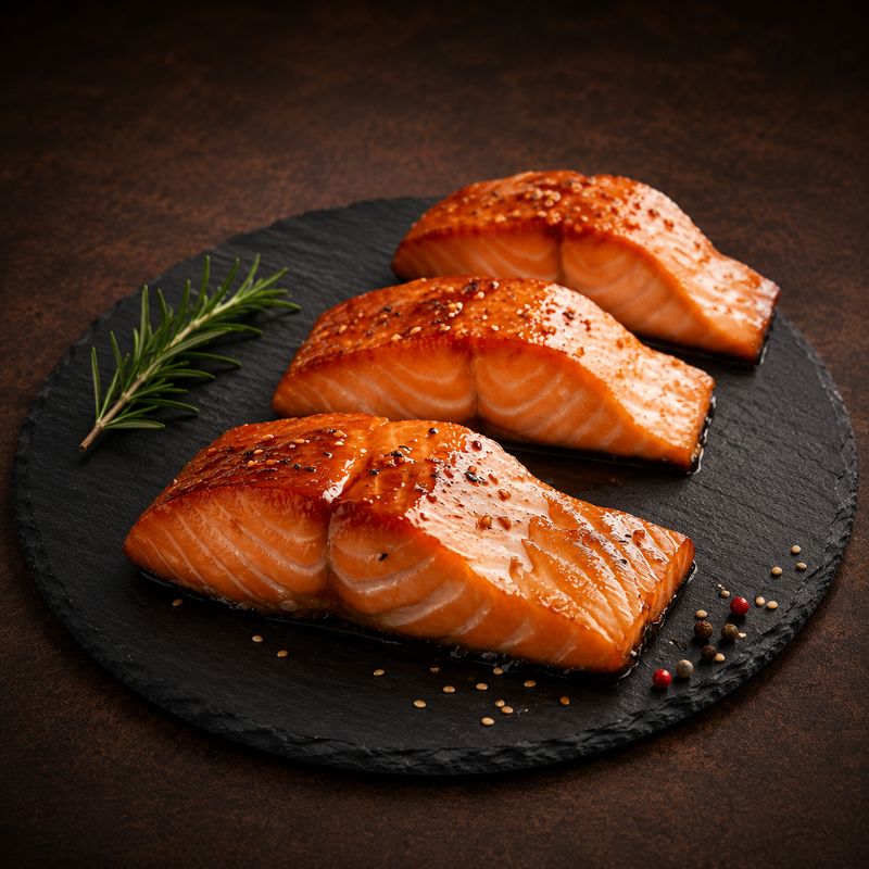 Honey Glazed Wild Alaskan Salmon • Fillets (Hot Smoke Process) (Average Weight Between 0.7-1.0 - LB) • (Лосось)