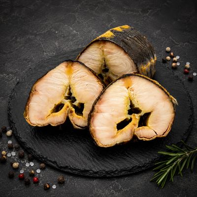 Hot Smoked White Sturgeon Chunks – 1–1.2 lb