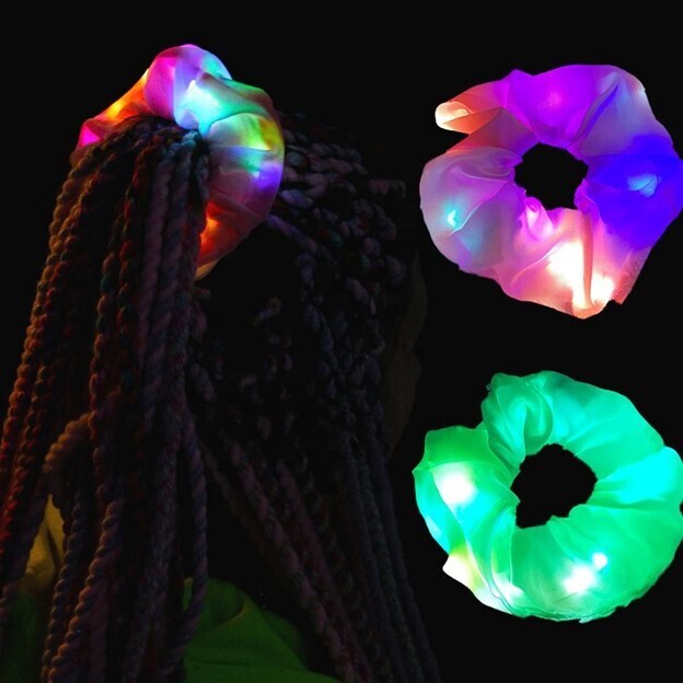 Light-up LED hair scrunchie