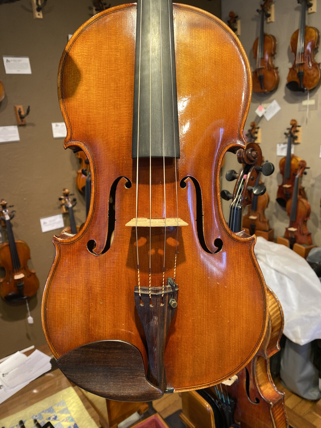 N.6523qb - A fine 16 3/8 viola by Burleigh Weeman, Boston 1894.